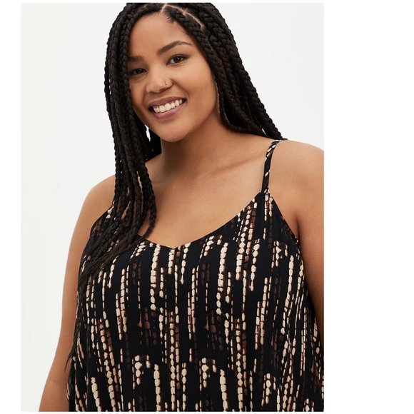 Torrid Size 1X 14-16 Sophie - Black Ikat Crinkle Gauze Cami - Picture 2 of 7